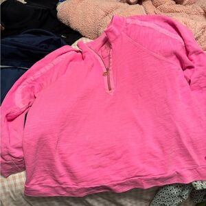 Lilly Pulitzer Hot Pink Quarter-Zip Pullover Sweatshirt